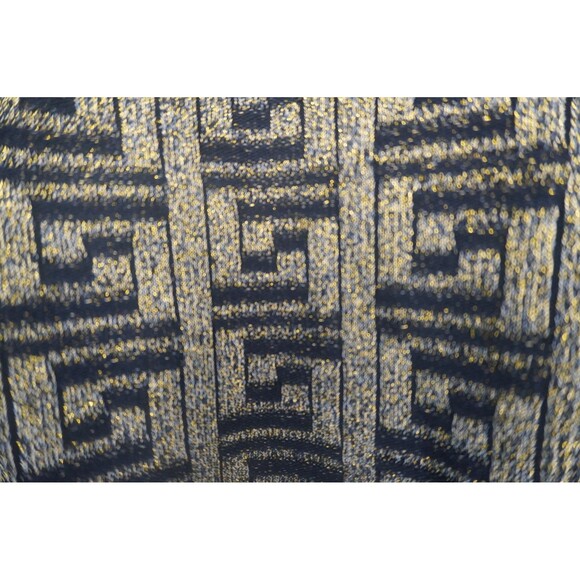 Prestige Black Gold Metallic Greek Key Geometric V-Neck Cardigan Sweater Sz 2XL - Picture 11 of 12